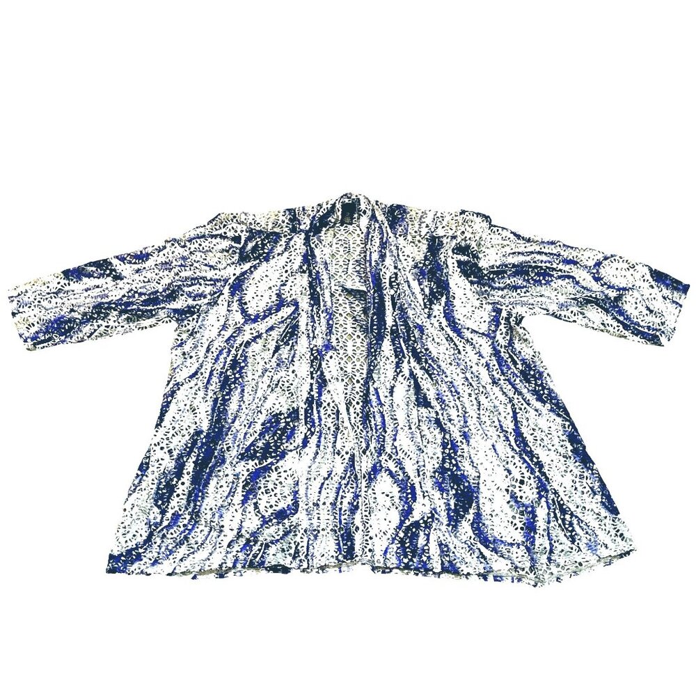 Chicos Traveler Collection Open Front Net Cover Up Elegant Breezy Layering Piece - Picture 8 of 11